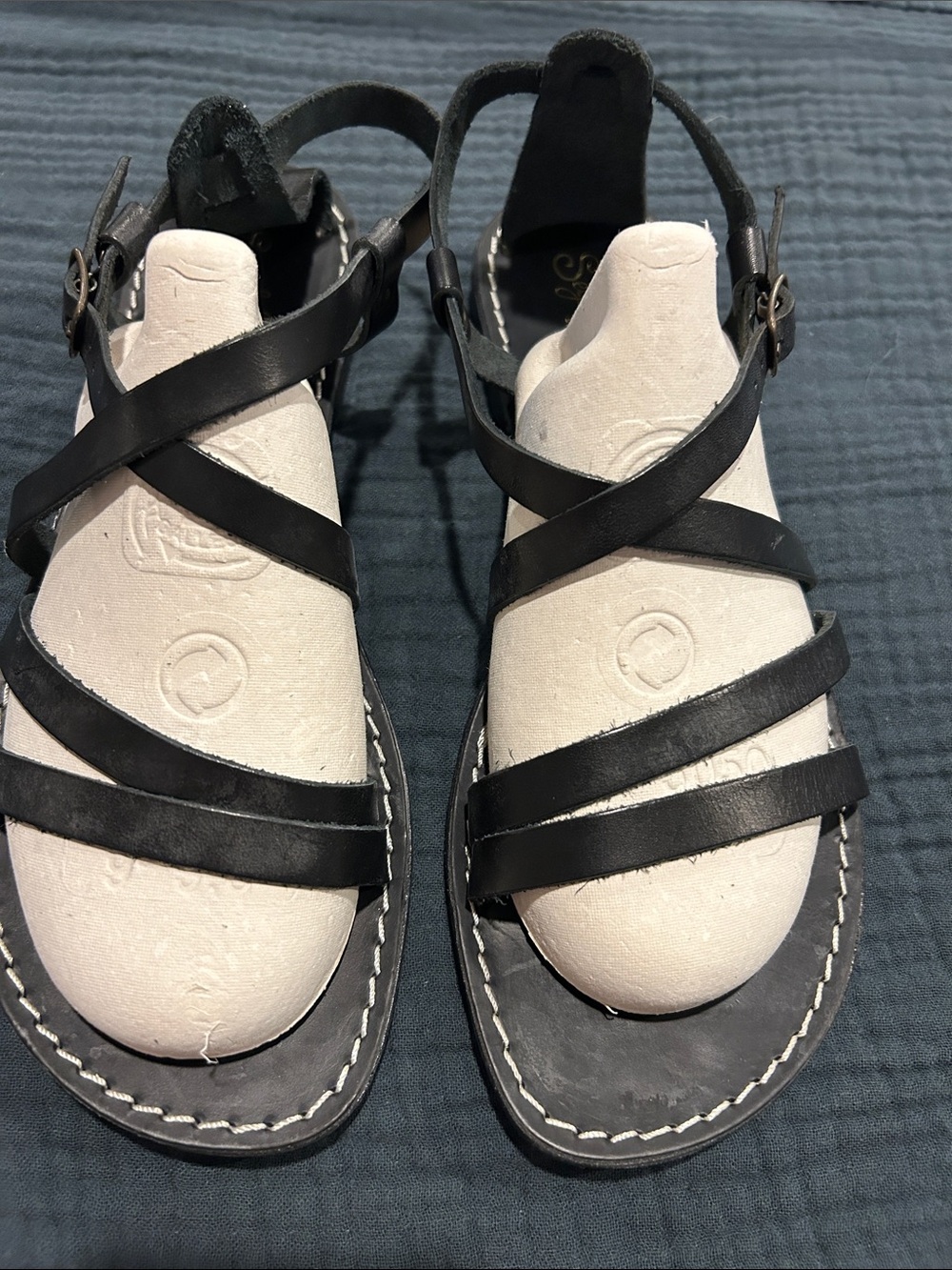Seychelles Black Leather Ankle Strap Sandals